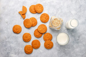 homemade oatmeal cookies with cup milk